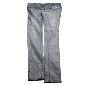 H&M Mama Skinny High Rib Jeans Womens 8 Gray Maternity Over Belly Panel